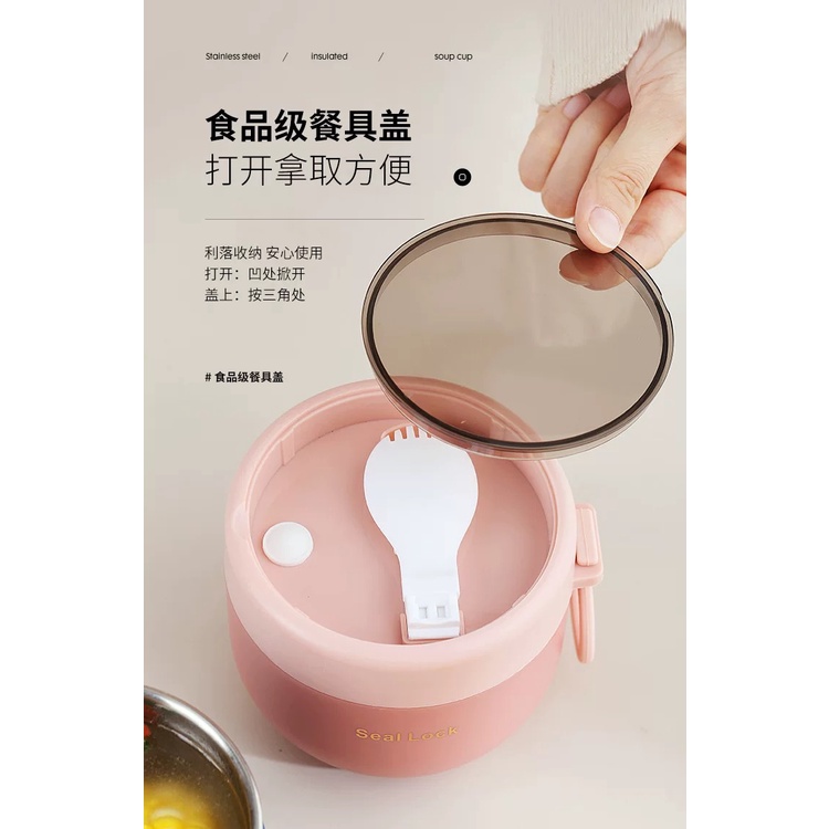 Portable Soup Cup Anti Tumpah Dengan Tutup Tahan Panas Dan Anti Tumpah