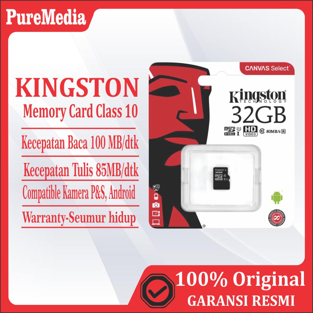 Kingston Memory Card 32GB Class 10 Canvas Select