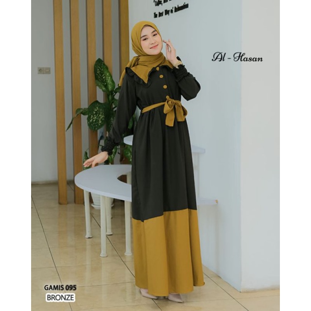 Gamis 095 ORI By Al-Hasan // Gamis Set Pasmina // Dress Muslimah Al Hasan