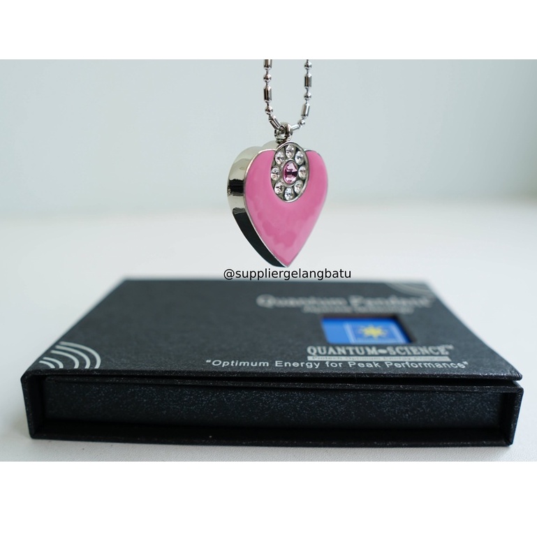 Kalung quantum pendant LOVE permata giok PINK japanese technology