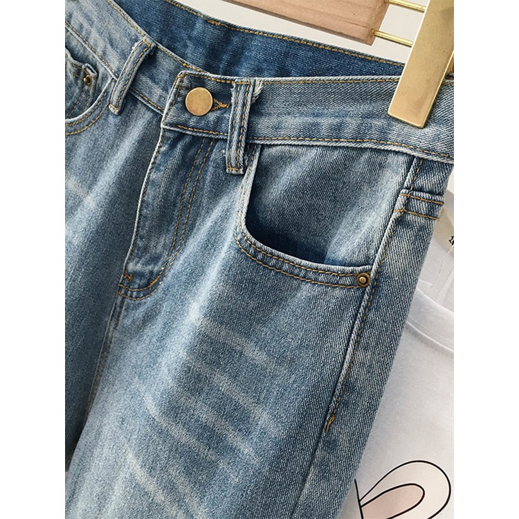 Korean Style Highwaist Cutbray Celana Jens Wanita Import