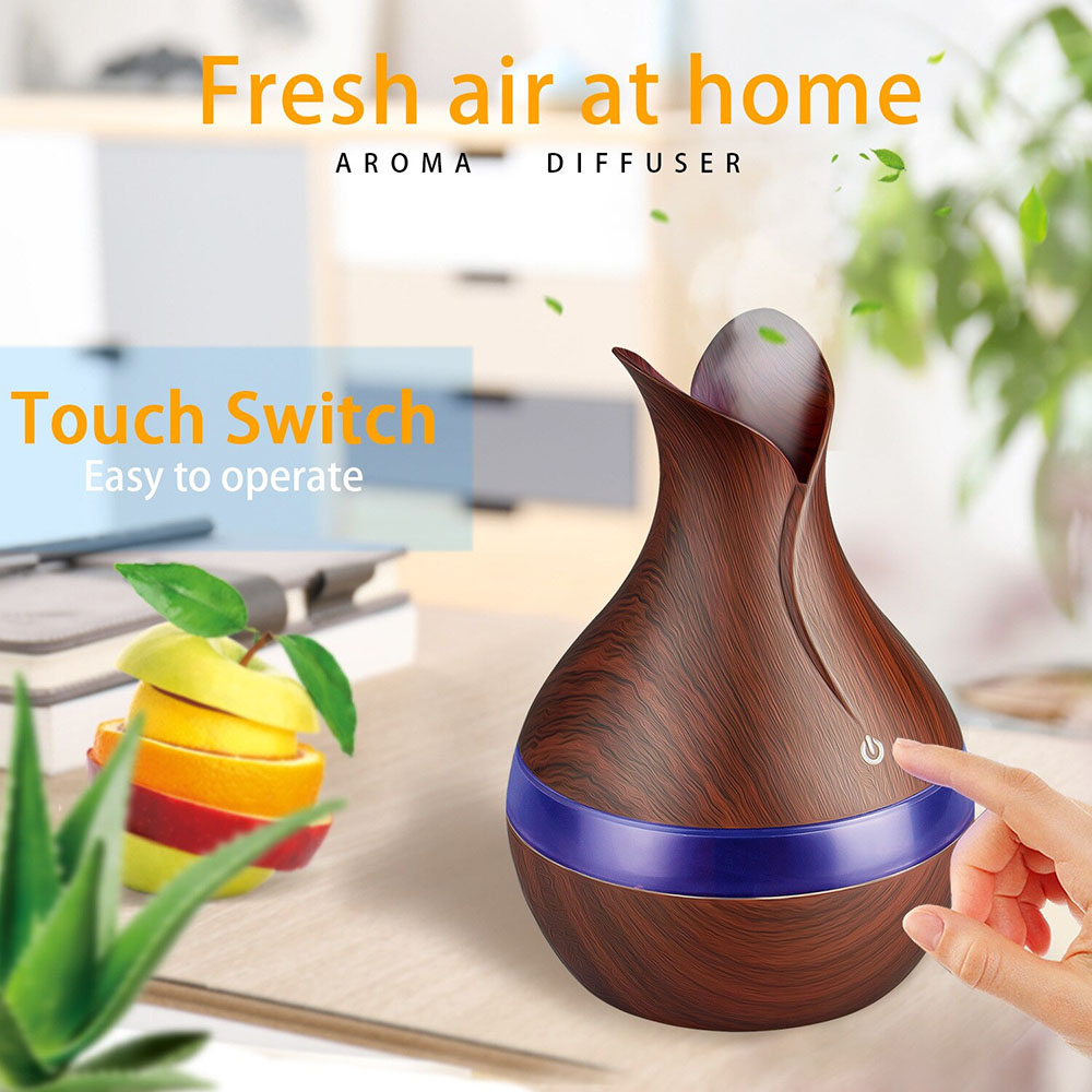 JUTAOHUI Air Humidifier Aromatherapy Oil Diffuser Wood Design 300ml