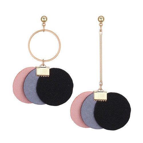 LRC Anting Tusuk Fashion Multi-color Round Shape Decorated Earrings