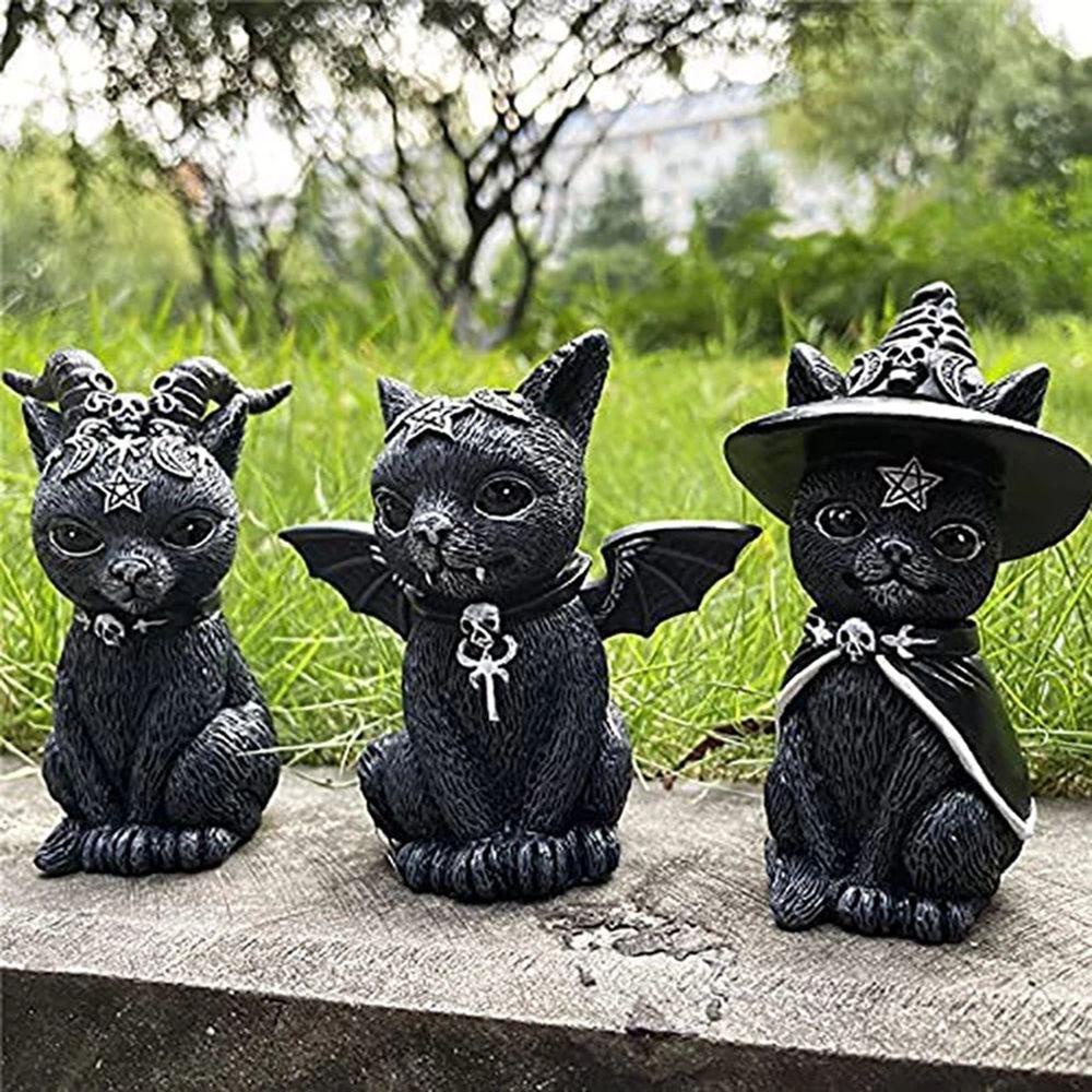 [Elegan] Desain Suasana Kucing Ajaib Hadiah Liburan Lucu Kerajinan Hiasan Taman Halloween Dekorasi Ornamen