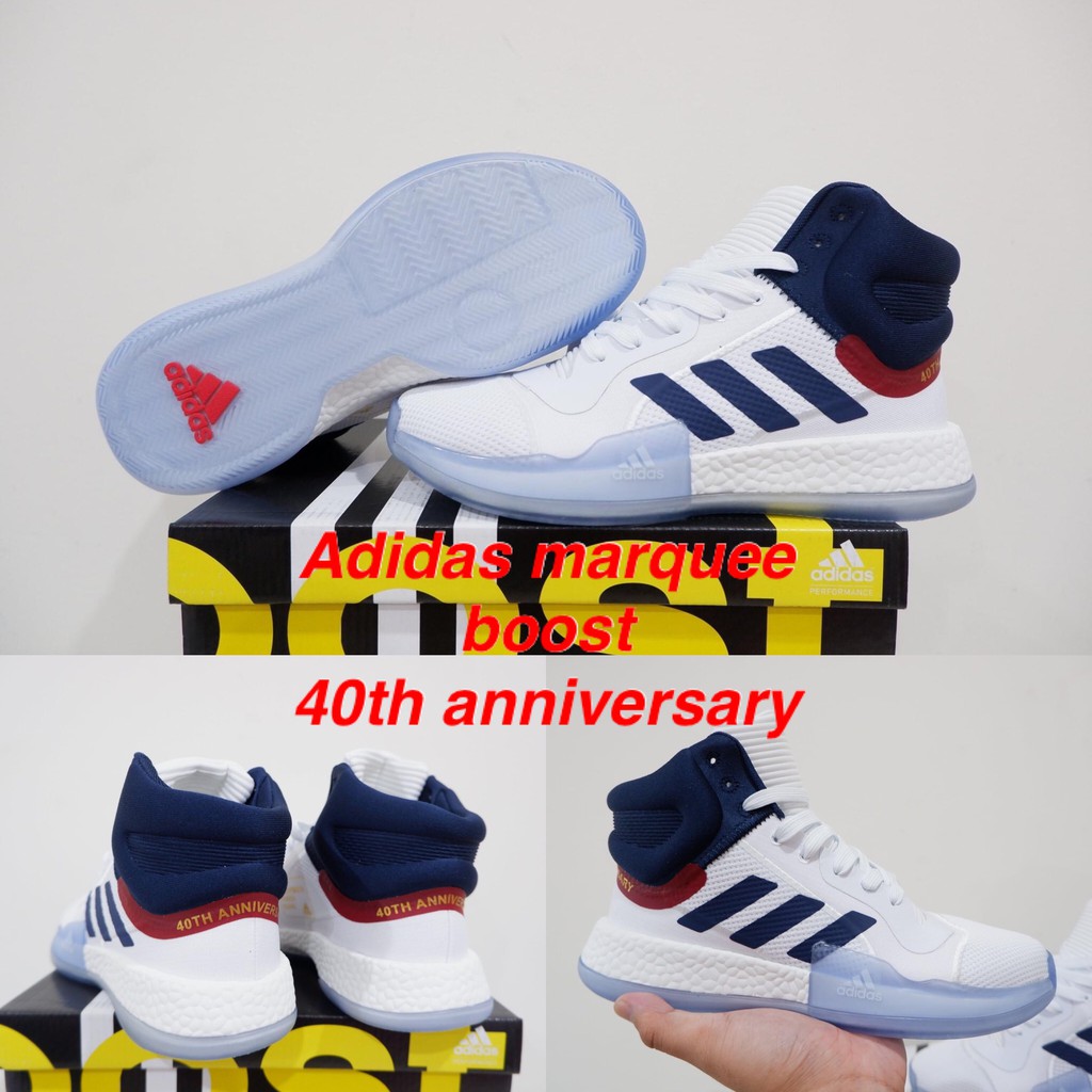 Tubería desaparecer a nombre de Jual sepatu basket adidas marquee boost 40th anniversary white blue |  Shopee Indonesia