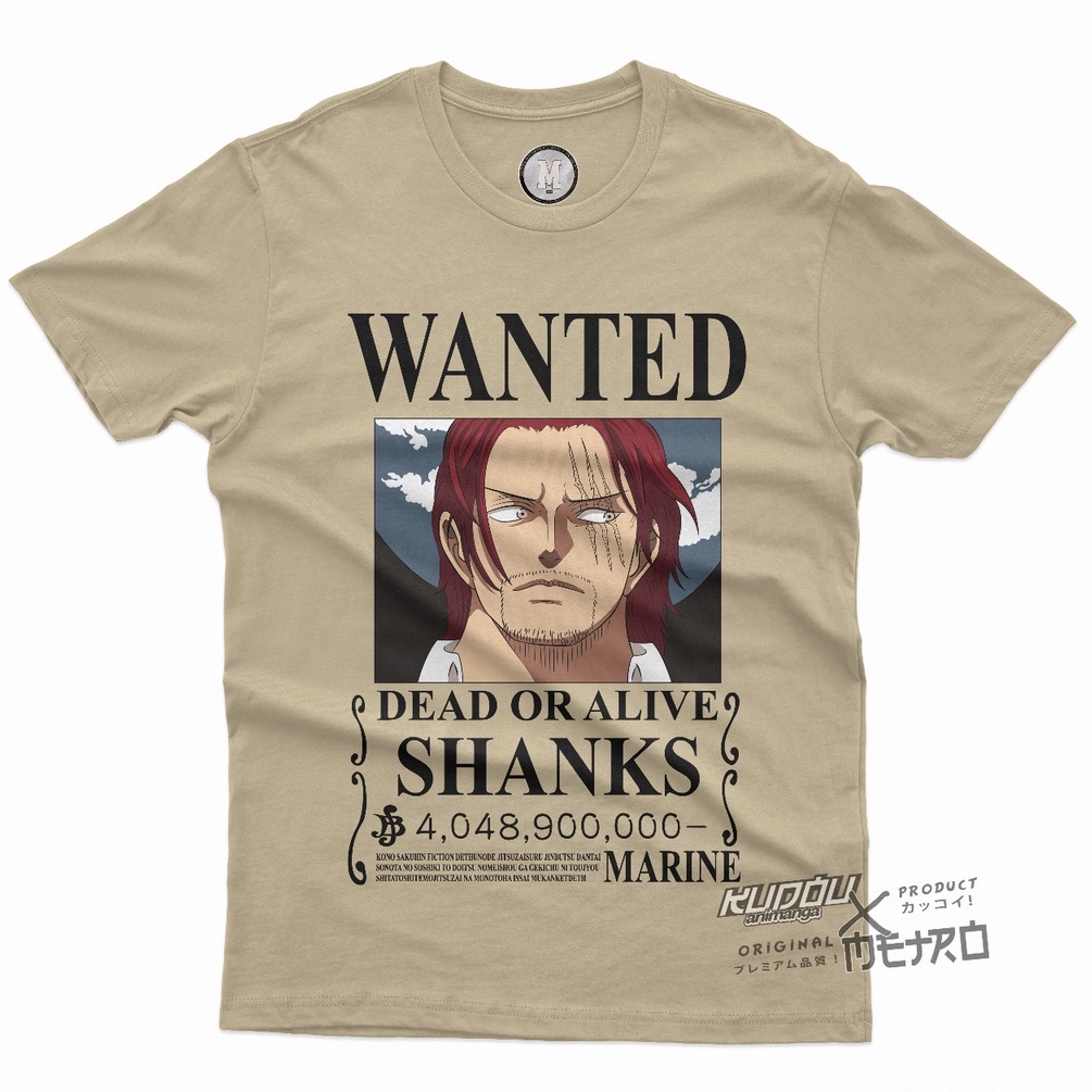 Tshirt Shanks Wanted Anime Manga One Piece Premium Unisex