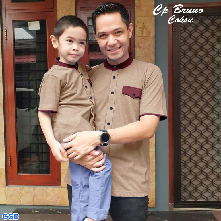 Cp Bruno/Promo Baju Koko Anak Dan Bapak Murah/Kemeja Koko Anak Dan Ayah /Baju Muslim Couple