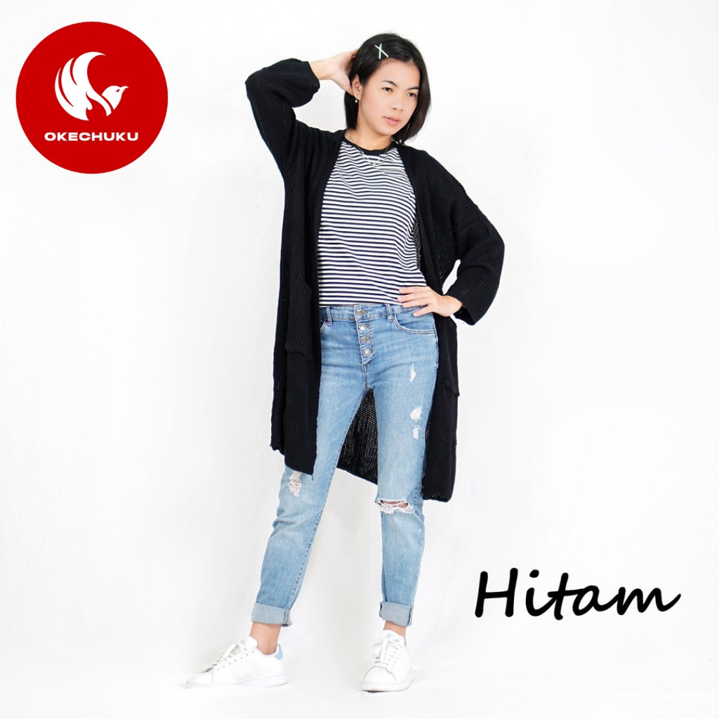 OKECHUKU Lavella Long Cardigan Wanita Outer Wanita Cardigan Rajut Oversize-1