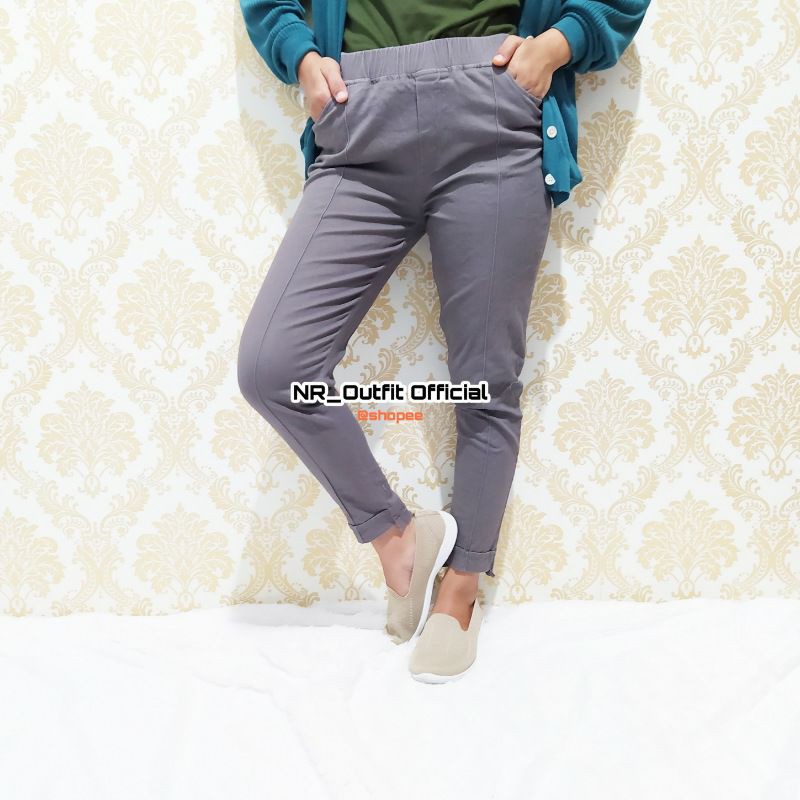 Baggy Pants Nokya Big Size Jumbo Katun Twill Stretch Pinggang Karet Muter NR_Outfit Official COD