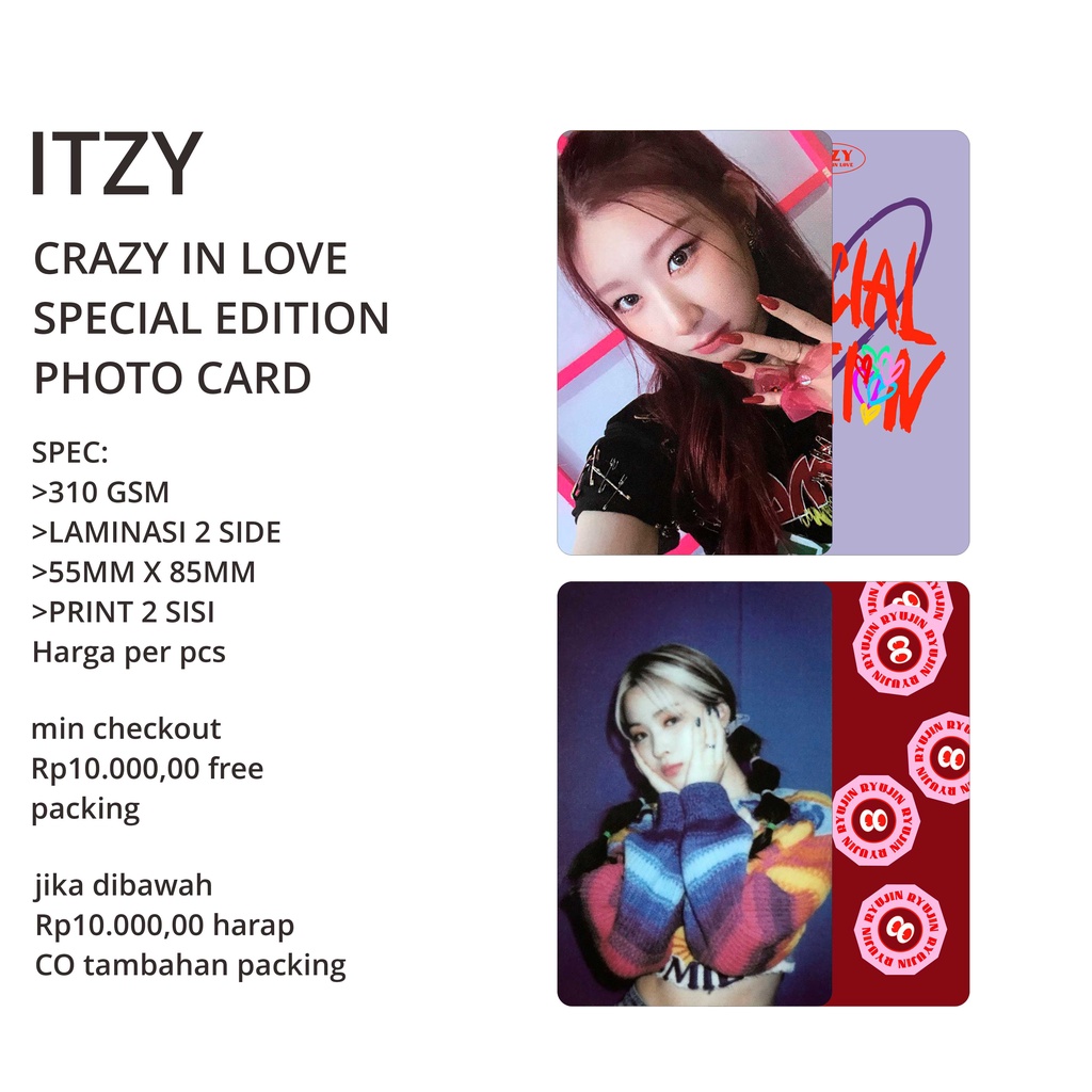 photocard unofficial itzy CRAZY IN LOVE SPECIAL EDITION