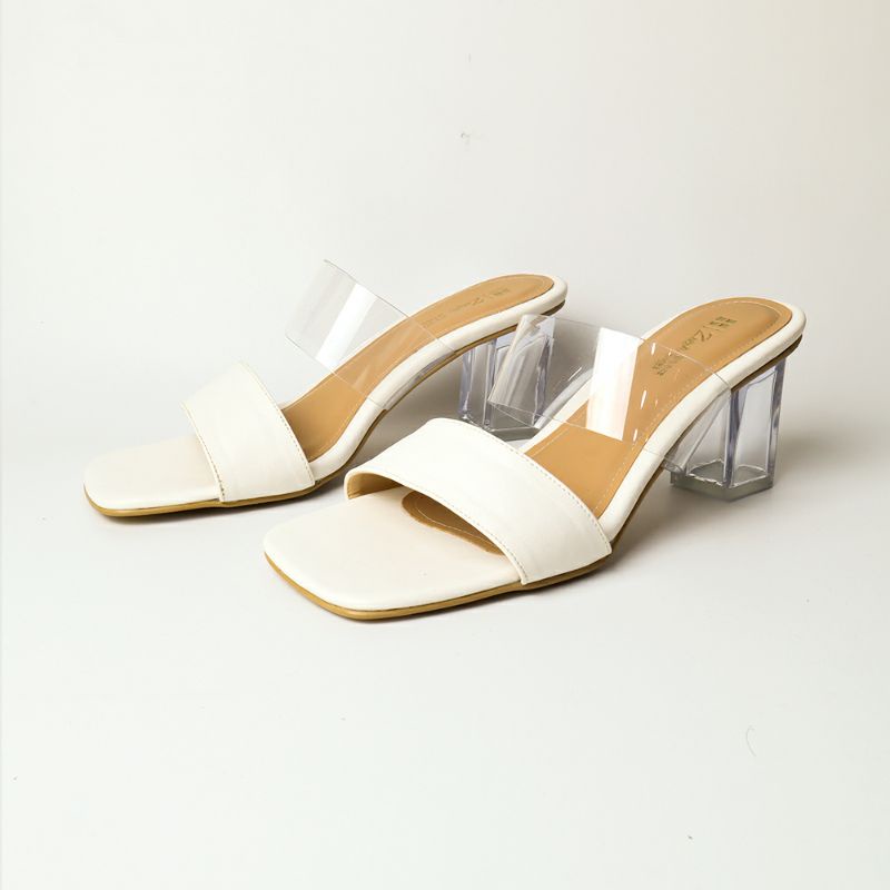 Sandal Slop Putih Big Size 41-45 / Higheels Cewek Feminim Kulit Putih Ukuran Jumbo Besar, 42