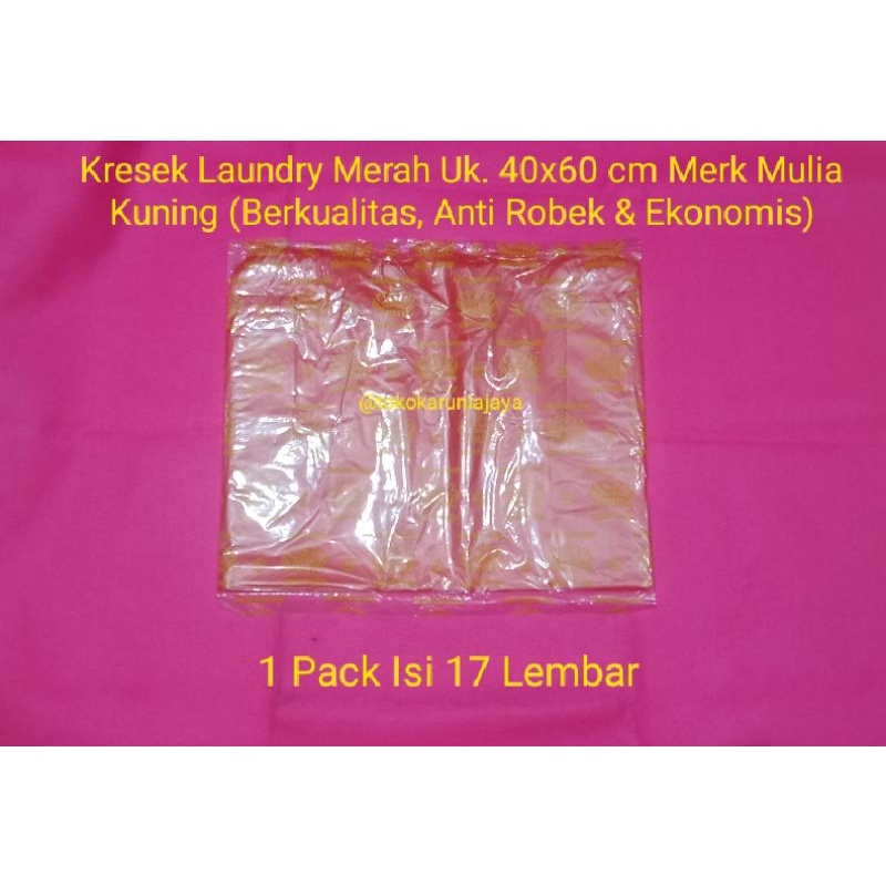 Kresek Laundry Warna Merah Ukuran 40x60 cm, Merk Mulia Kuning / Beton (Murah, Anti Robek, dan Berkua