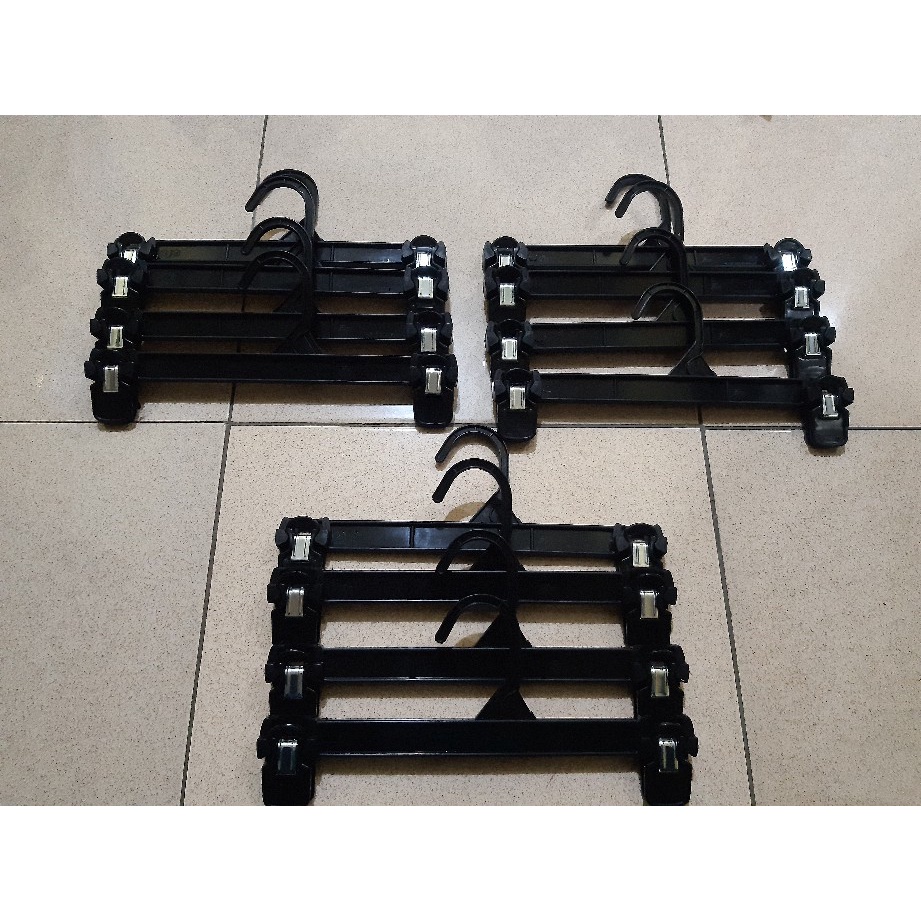 Gantungan Jepit Celana 6512 Hitam 25 cm Hanger Plastik Display Celana Dewasa ( 12 pcs)