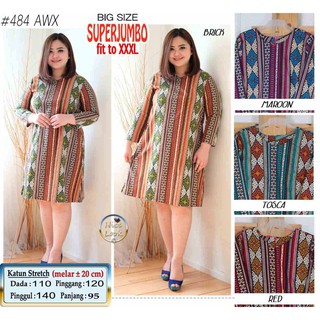 484AWX DRESS SUPERJUMBO TUNIK  BATIK  MODERN BIG  SIZE  FIT to 