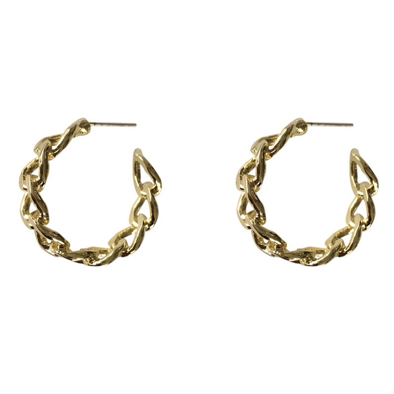 C Design Twist Gold Plated Earrings Ear Studs for Lady Girls