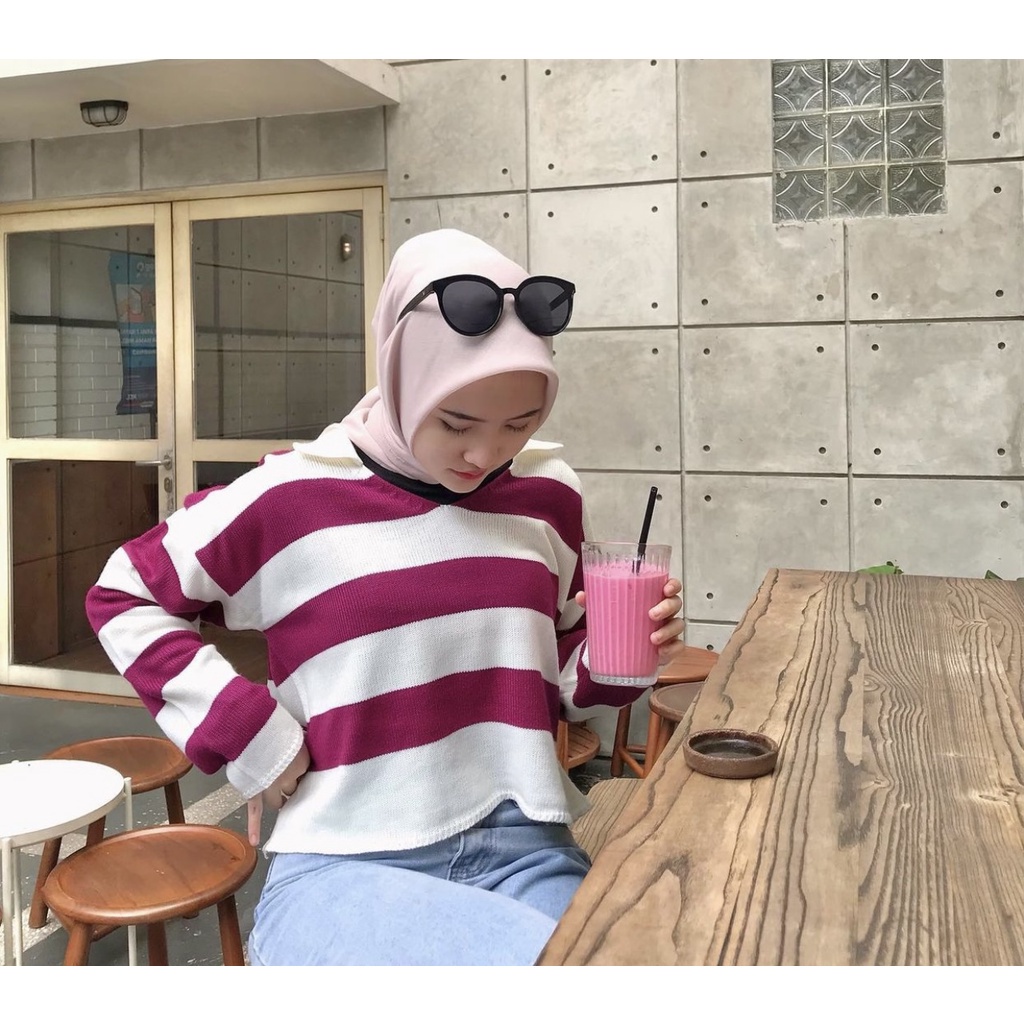 FUJI BLOUSE RAJUT / BLOUSE RAJUT MODEL KEKINIAN / BLOUSE FUJI / OUTFIT CASUAL OOTD / ATASAN BAJU WAN