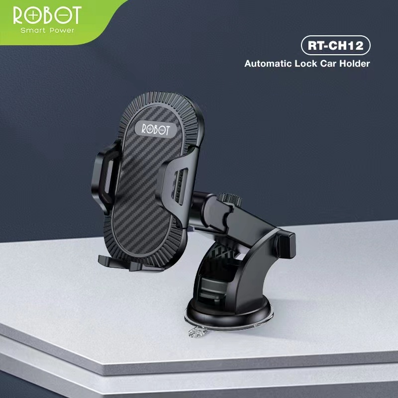 Car Holder ROBOT RT-CH12 Dudukan Hp Mobil Dashboard Automatic - Garansi 1 Tahun