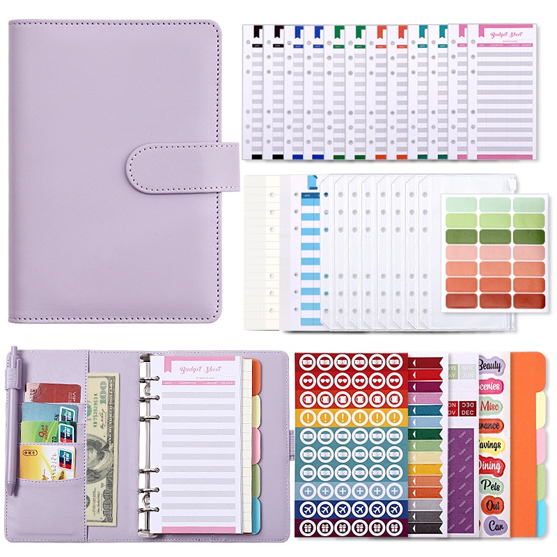 Set Buku Notebook / Catatan / Agenda / Binder Ukuran A6 Bahan Kulit PU Dengan Resleting