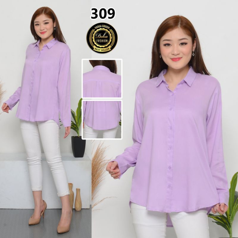 KEMEJA POLOS.KEMEJA BASIC RAYON --309-Lilac