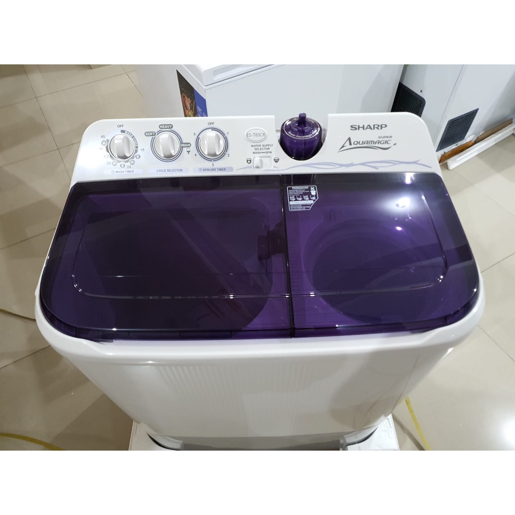 SHARP ES-T85CR-VK MESIN CUCI 8KG 2 TABUNG SUPER AQUA MAGIC