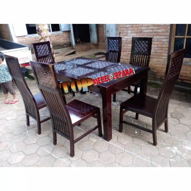 meja makan jati kawung,top,mebel jepara