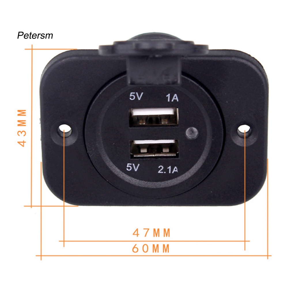 Power Adapter Charger Dual Port USB 5V 3.1A Bahan Pp Untuk Motor / Mobil