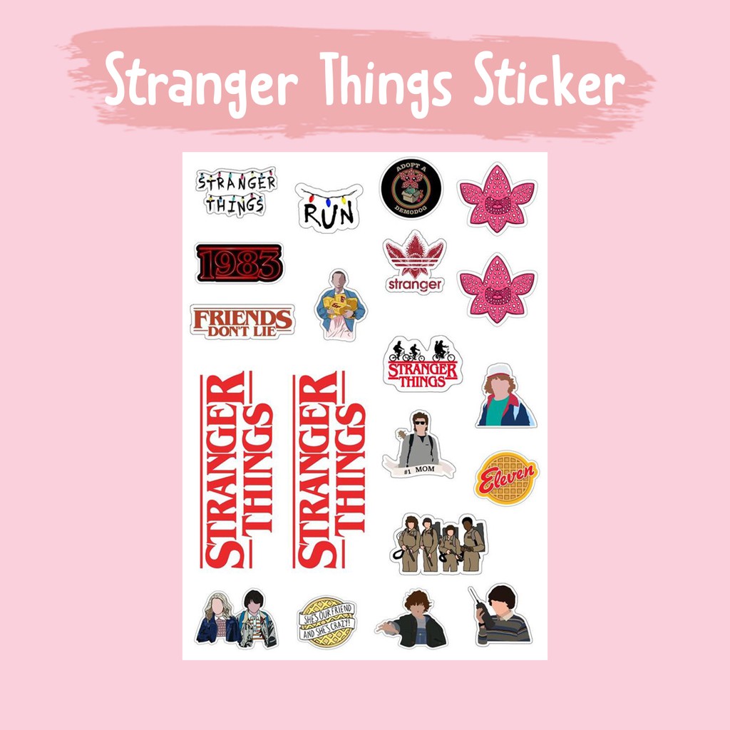 STRANGER THINGS STICKER / STICKER TUMBLR NO CUTTING / STIKER TEMPELAN HP LAPTOP BINDER