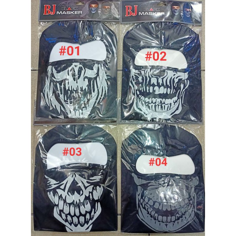 masker ninja sablon motif tengkorak full face