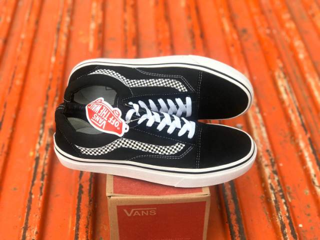 SEPATU43 VANS OLDSKOOL SIDE STRIPES FULL BLACK HITAM COKLAT ERA SK8