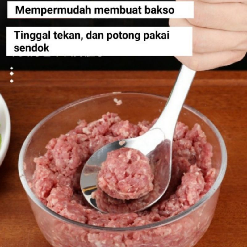 Sendok cetakan baso /Sendok/Spatula Pencetak/Cetak/Cetakan Alat Pembuat/Buat/Bikin Adonan Bakso, Pentol Manual Stainless Bentuk Centong Irus Anti Lengket | Spoon Meatball Maker Daging Baso Stenlis Murah Berkualitas