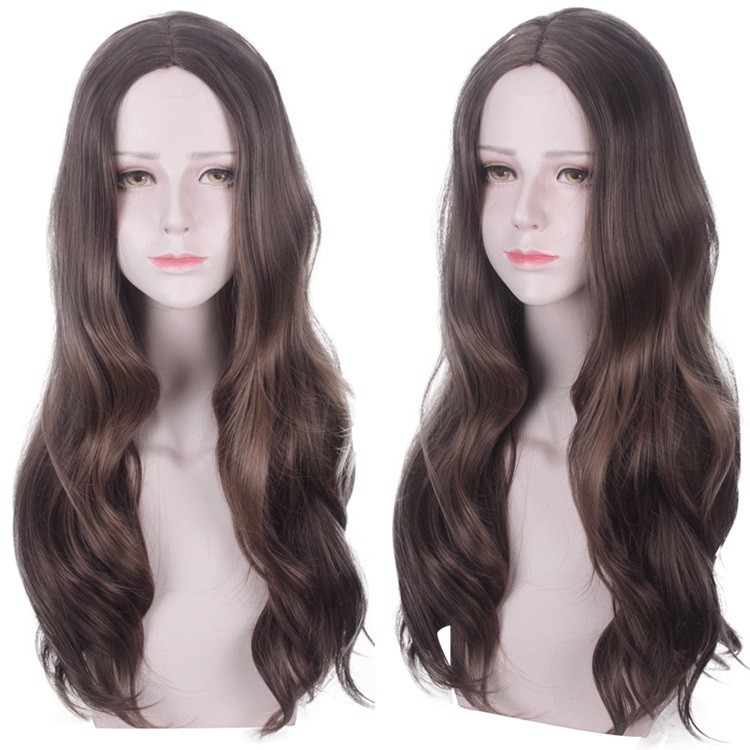 WDA-03 wig daily lolita rambut palsu panjang belah tengah brown