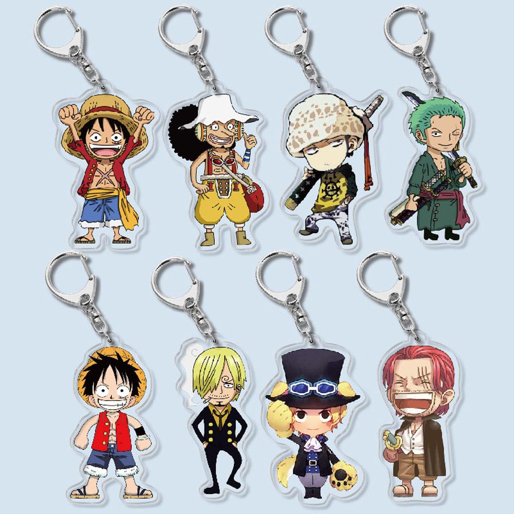 Lanfy Luffy Gantungan Kunci Zoro Anime Jepang Dua Sisi Miniatur Liontin Scultures Key Ring