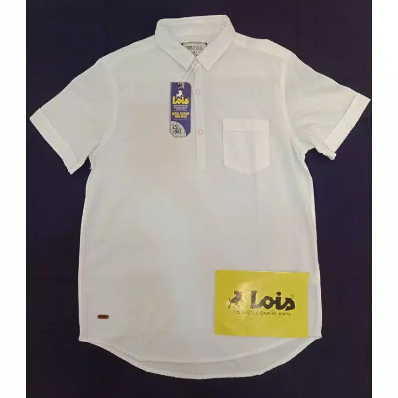 KEMEJA LOIS PUTIH POLOS  DEWASA ORIGINAL