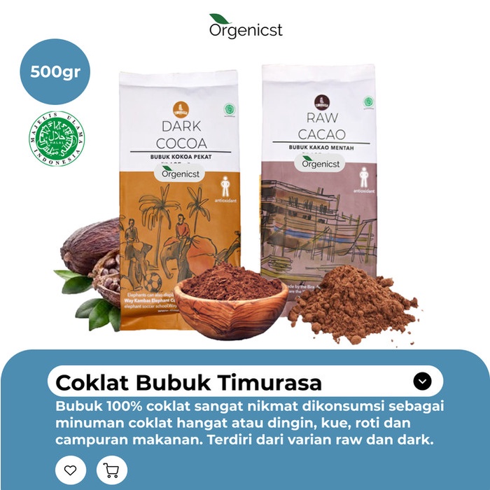 

(BISA COD) Dark cacao Raw cocoa powder Bubuk coklat cokelat organik premium murni - Timurasa, Dark