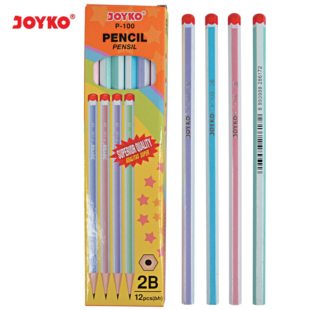 

Pensil 2B Joyko P-100 [1 Pack] / Alat Tulis Ujian Komputer / Pencil Gambar Menulis [12 pcs]