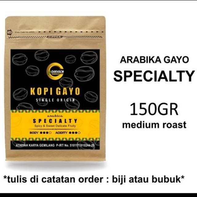 

Kopi Gayo Arabica Specialty Biji Bubuk Garasco Coffee