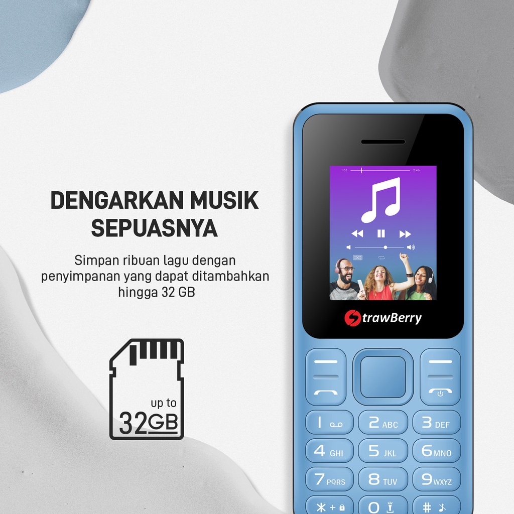 Strawberry ST22 REBORN HP Candybar Murah Handphone Bluetooth Dual SIM Senter Musik Kamera-5