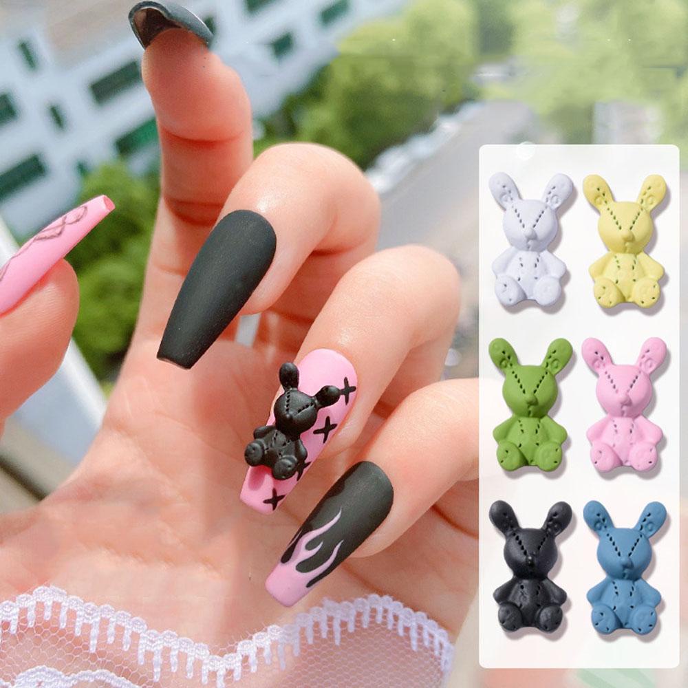 AUGUSTINA Agustinina Nail Art Bunny Jewelry Metal Lucu Tiga Dimensi Kartun DIY Dekorasi Nail Art