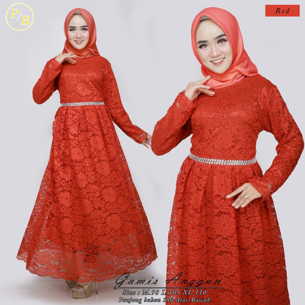 Kebaya Modern Gamis Brokat Full Furing 6 Pilihan Warna