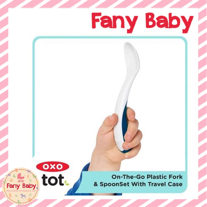 OXO TOT ON THE GO PLASTIC FORK &amp; SPOON SET WITH TRAVEL CASE