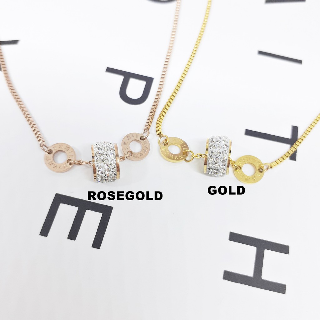 Kalung Fashion Titanium Wanita Rantai Italy Tebal Rose Gold - BN351