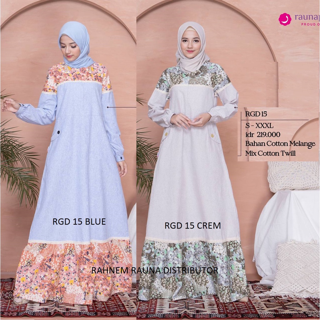 1 Gamis katun rauna rgd 15 / dress wanita / baju muslim / baju wanita / terbaru limeted edision / ga