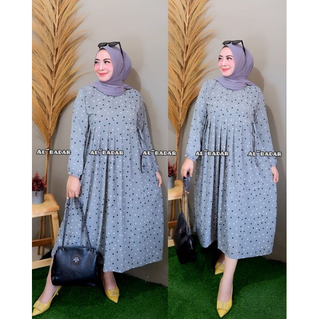 BISA[ COD] MIDI DRESS MOTIF POLKADOT / MIDI DRESS MODEL TER BARU/ DRESS MIDI POLKADOT