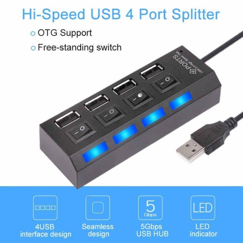 USB Hub Saklar 4 Port On/Off High speed/Sambungan USB Extension 4 Port