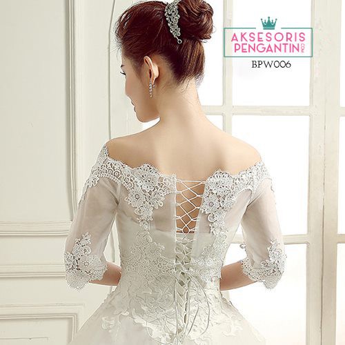 [READY STOCK] BOLERO PESTA AKSESORIS WEDDING BROKAT LACE PUTIH BPW006