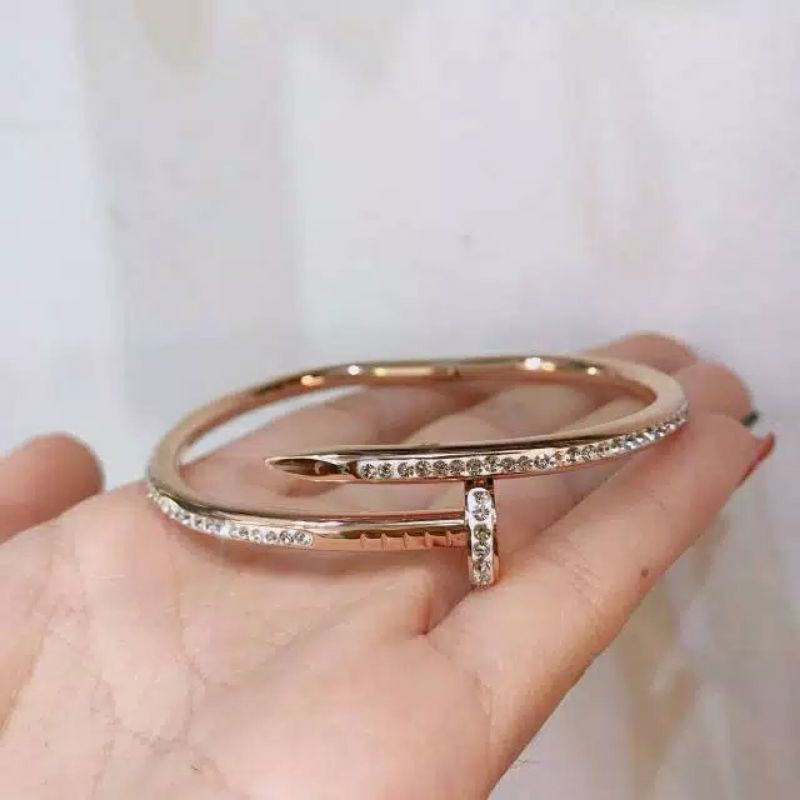Fourfashion gelang paku titanium rosegold full diamond TS013