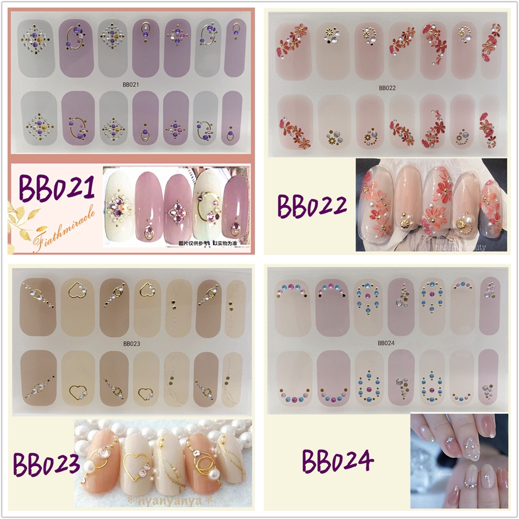 Stiker Kuku 3d Desain Berlian Mutiara Permata Warna-Warni Untuk Manicure Bb019-035