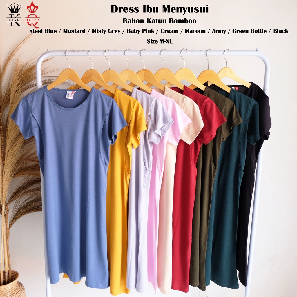 Dress ibu menyusui baju rok busui katun kaos combed, tencel dan bamboo 30s