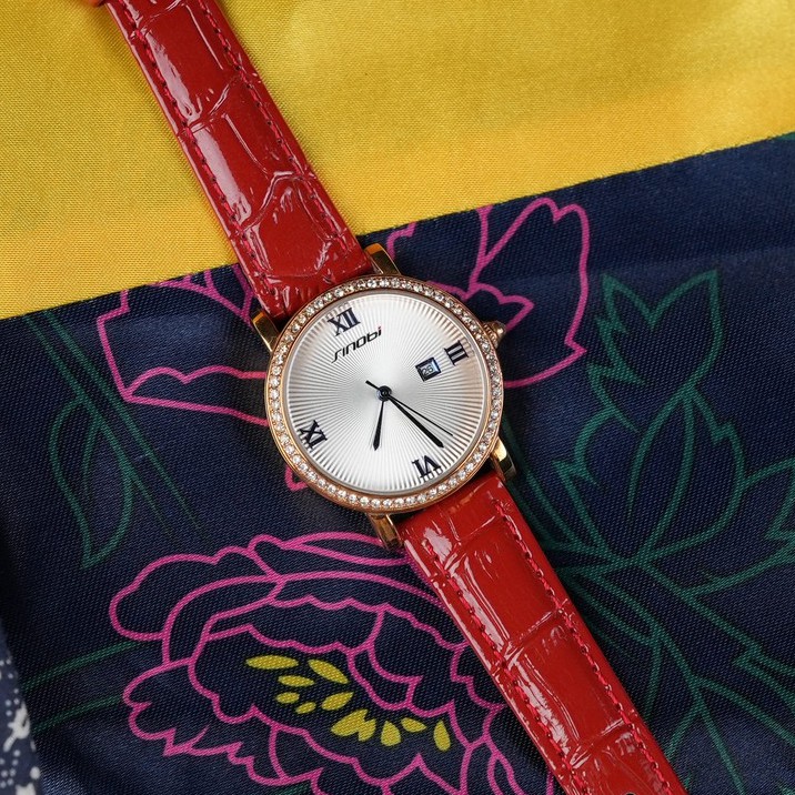 Sinobi Jam Tangan Kulit Wanita SS21 9528 Merah