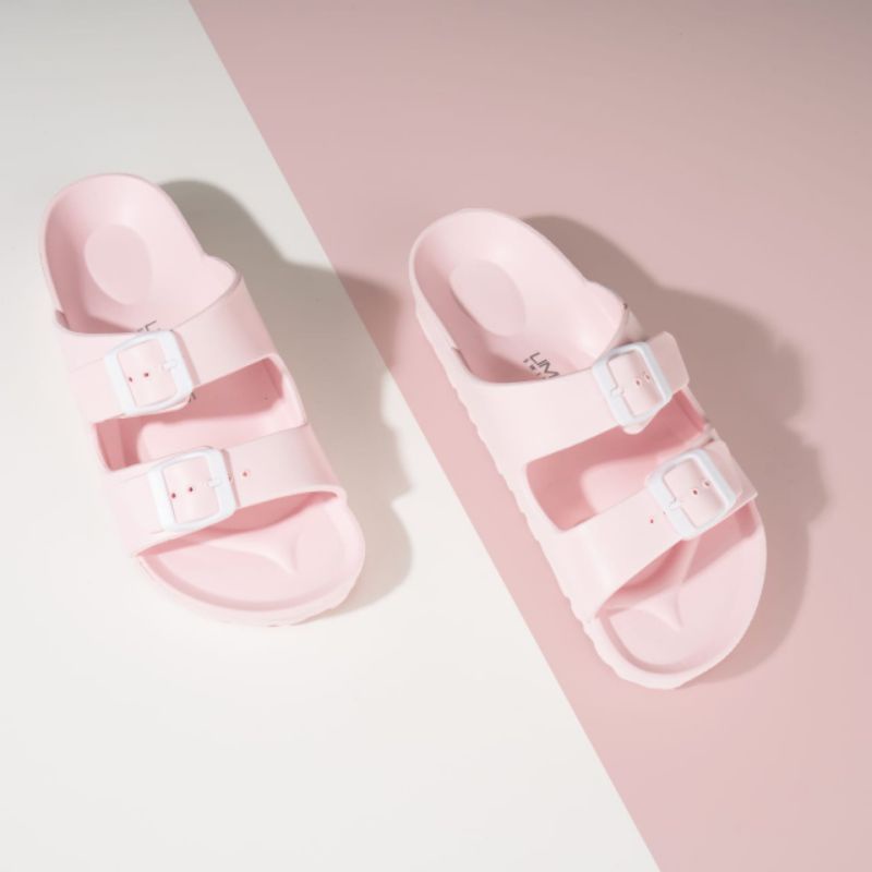 Sandal Wanita Strap Sandal Tali Slide Casual Sendal Wanita Slip On Empuk Dipakai-Soft Pink